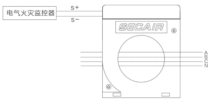 J-SCM41(160)剩余電流式<a href=http://henanyikao.cn/dianqihuozai/ target=_blank class=infotextkey>電氣火災(zāi)監(jiān)控</a>探測(cè)器接線圖
