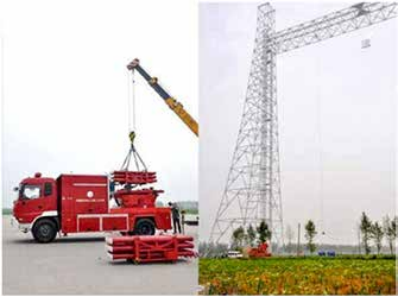 遠(yuǎn)程控制滅火導(dǎo)彈發(fā)射車及現(xiàn)場(chǎng)場(chǎng)景